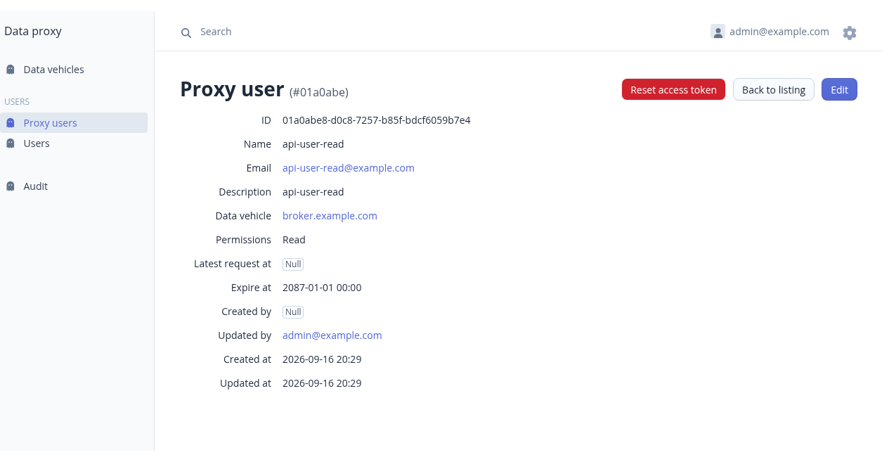 Resetting access token