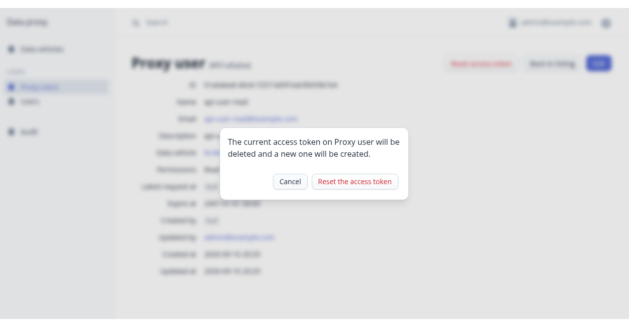 Confirm access token reset